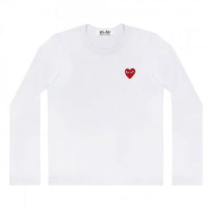 WHITE LONG SLEEVE T-SHIRT WITH EMBROIDERED HEART