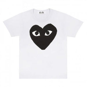 WHITE T-SHIRT WITH BLACK PRINTED HEART