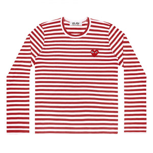 RED STRIPE LONGSLEEVE T-SHIRT RED EMBROIDERED HEART