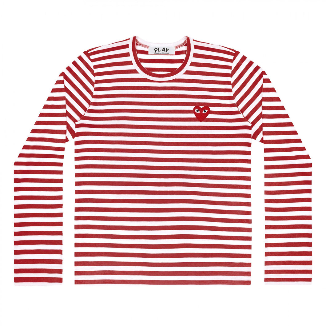 RED STRIPE LONGSLEEVE T-SHIRT RED EMBROIDERED HEART