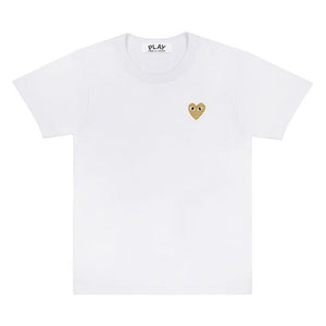 FITTED WHITE T-SHIRT WITH GOLD EMBROIDERED HEART
