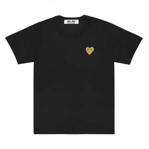 BLACK T-SHIRT GOLD EMBROIDERED HEART