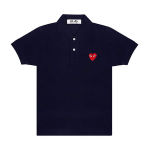 NAVY POLO WITH EMBROIDERED HEART